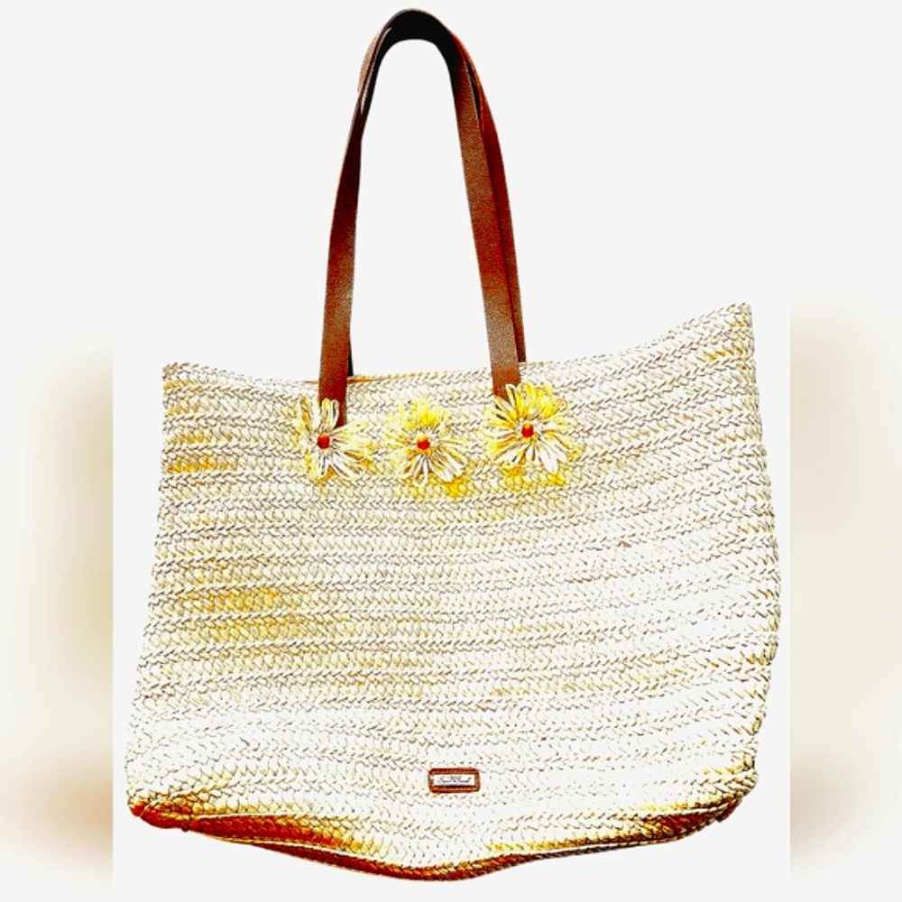 Sun & Sand Extra Large Straw Tote Shoulder Bag.